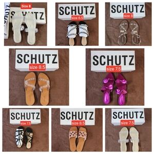 SCHUTZ Women's Sandals in White, Black, Brown, and Purple